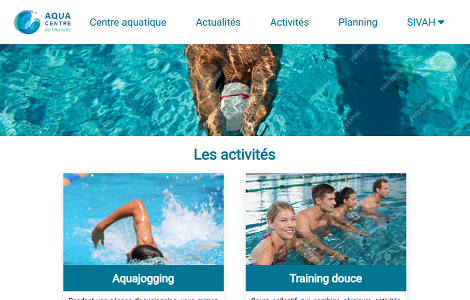Slide 3 - Page d'accueil d'un site d'un centre aquatique